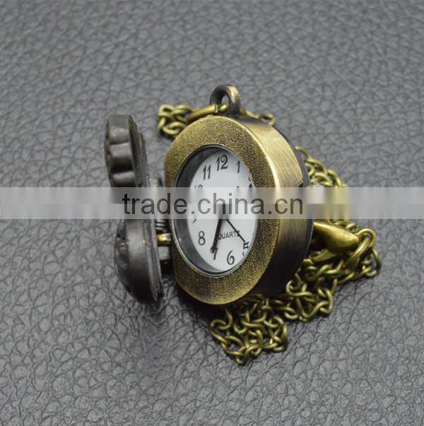 Digital pocket watch with bronze necklace chain quartz movt butterfly watch