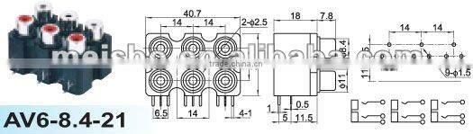 Female audio jack of digital tv converter set top box