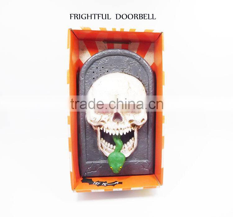 Frightful Light Up Halloween Skull Decoration Halloween Plastic Skull Door Bell