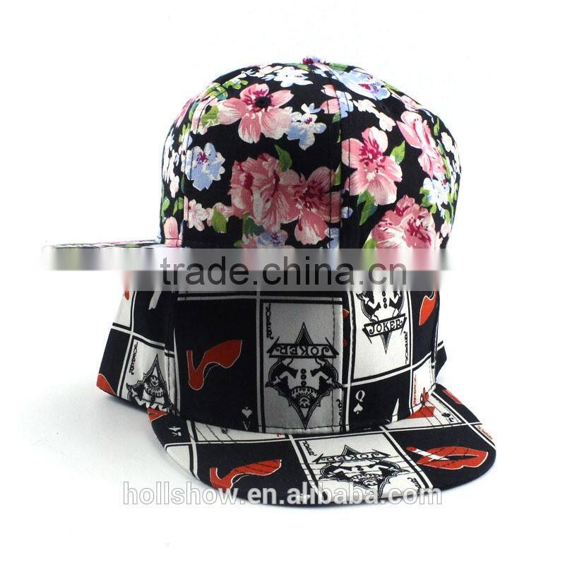 Latest Pattern Charm Flower Printed Unisex Hiphop Flat Cap Wholesale