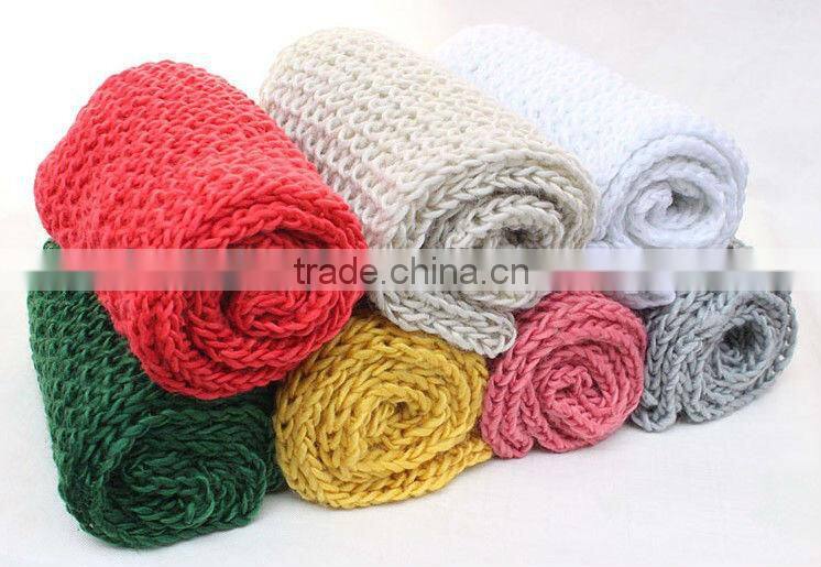 Wholesale Fashion Plain Solid Color Wool Circle Loop Infinity Women Knitted Scarf