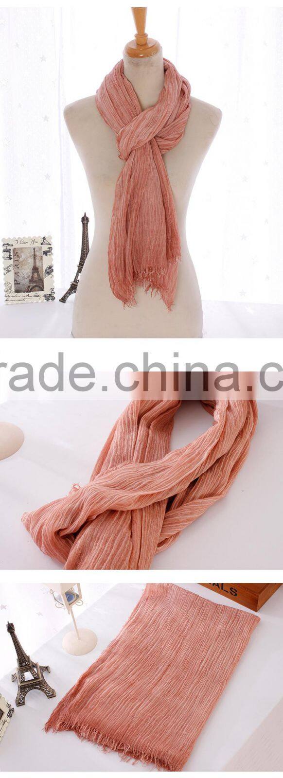Wholesale Korean Japan Ladies Fashion Solid Color Plain 100% Linen Scarf
