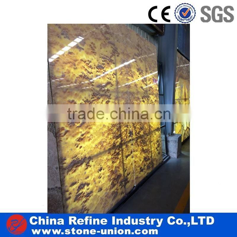 Yellow onyx stone slabs