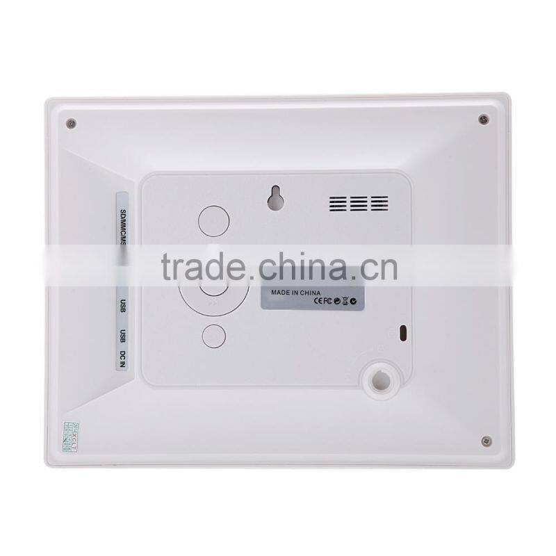 Ultrathin 8 inch HD LCD Digital Picture Photo Frame Alarm Clock MP3 MP4 Movie Player with Remote Control Black/White