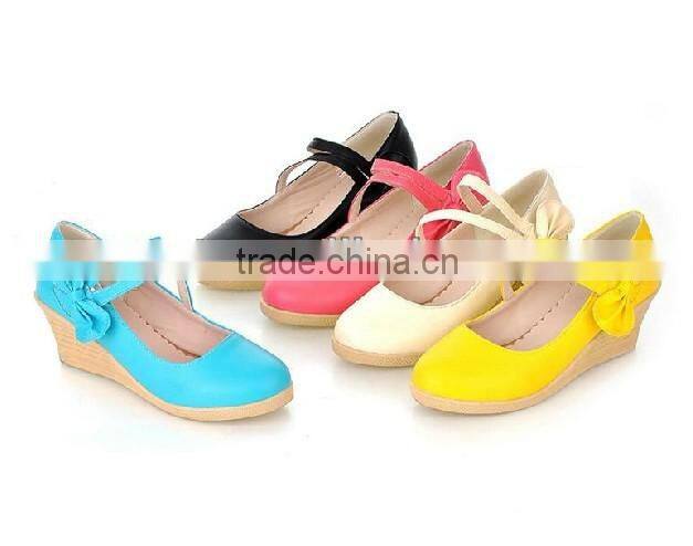 Fashion ankle stripe platform wedge ladies fashion shoes