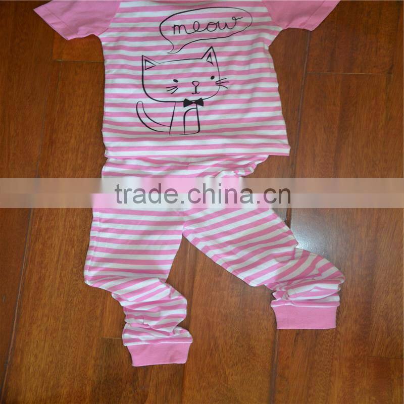 Factory wholesale low price girl summer animal with cat sets