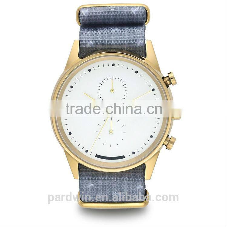 Sport designed watch japan chronograph quartz movement stainless steel case 10ATM water resistance black leather wristband