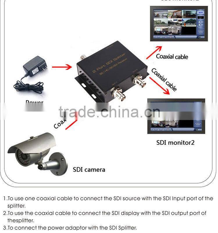 Hot ! SDI splitter 1x2 with 3G / HD/ SD SDI TO Repeater
