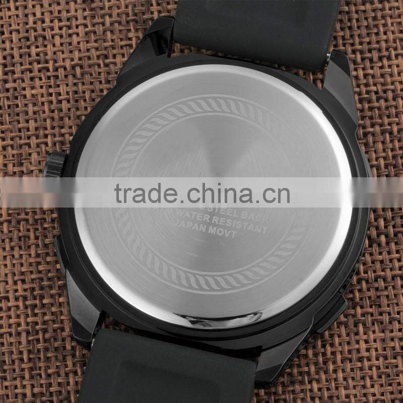 Fashion Rock and Roll Cool Big Case Silicone Man Watch Quartz Sport Rubber Watch