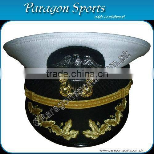 Military Khaki Peak Cap with Double Row hand embroidery peak