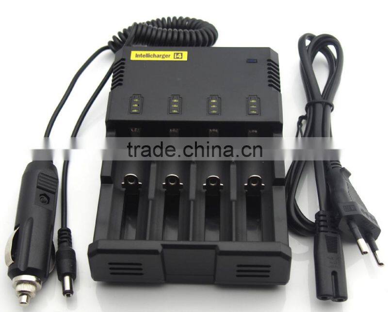 Authentic Nitecore i4 12 volt ROHS battery charger Intellicharger new technology car portable charger for e cig battery 4 BAY