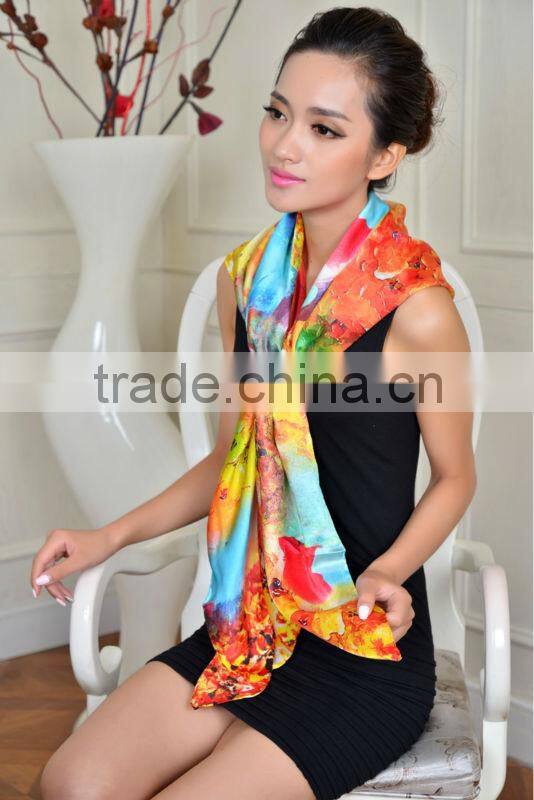 Digital printing silk scarf 061