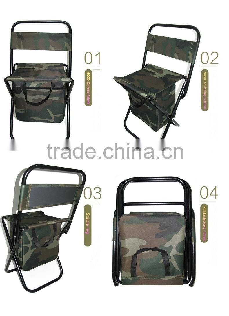600D Oxford fabric camouflage portable folding hiking fishing stool chair with bag