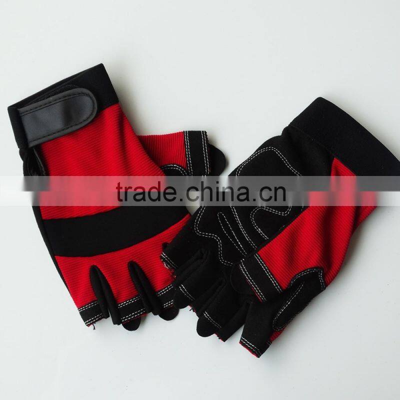 China competive price red fingerless sports bicycle gloves