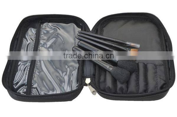 5pcs Chequer Pony Hair Synthetic Hair Makeup Brush With zipper Bag