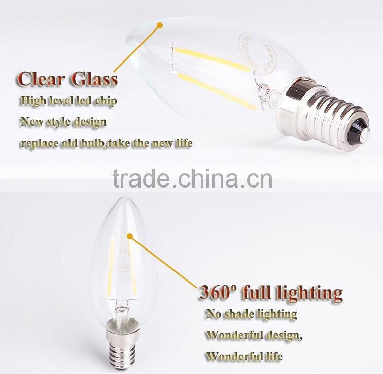 Frosted Candle C35 E14 5W LED filament bulb wide voltage AC60-260V 2200K-6500K