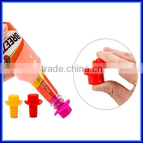 Silicone Lovely Wine Bottle Stopper With Hat/silicone booze hat Bottle cork