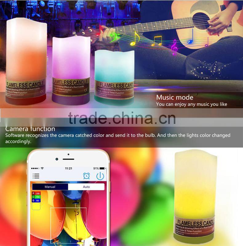 IOS Android Smartphone Controlled RGB remote control led candle wax