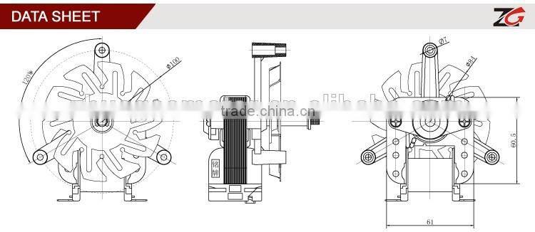AC oven motor, AC over shaded pole motor for electric ovens, micowaves