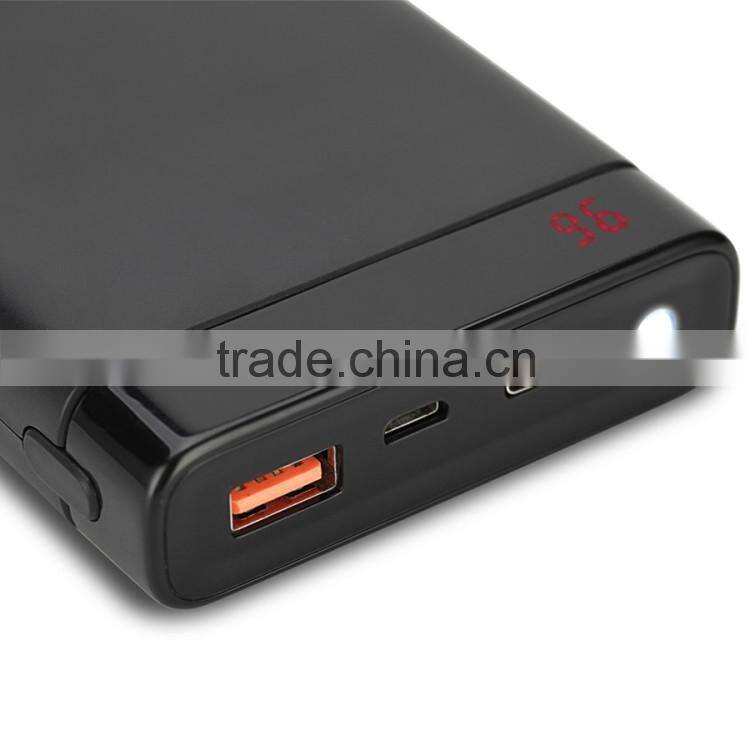 newest 10000mAh altra-slim QC2.0 power bank with led light and led display