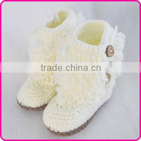 Christmas hot sale handmade winter soft crochet boot shoes for baby