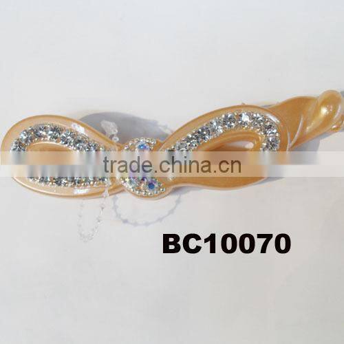 shining crystal banana clip brown plastic hair clips in stock