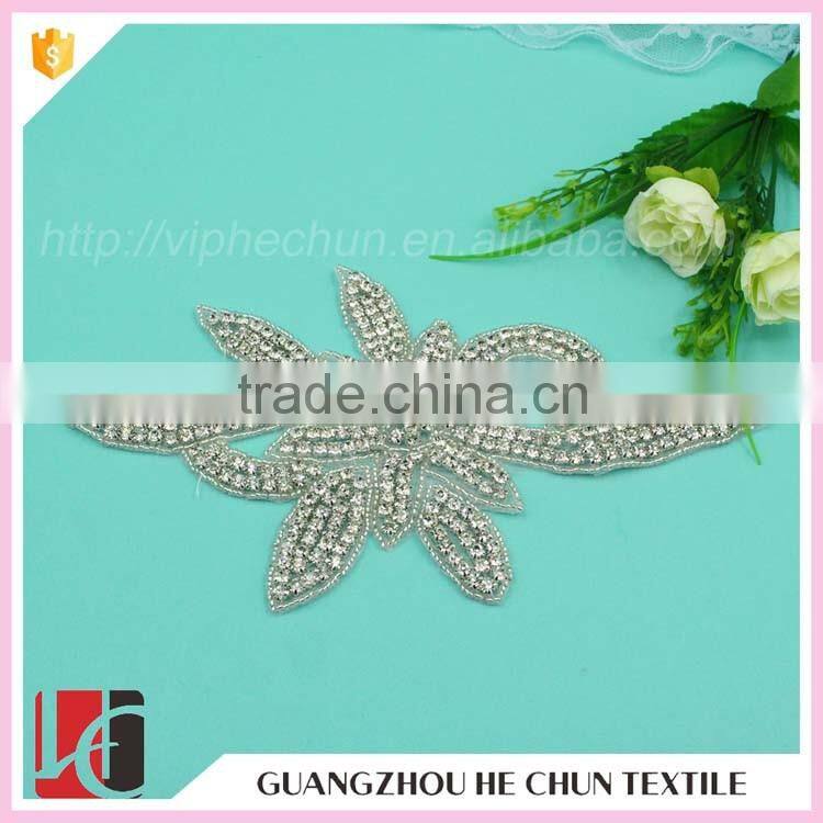 HC-3482 Hechun Hot Fix Crystal Beaded Lace Applique for Bridesmaid Dress
