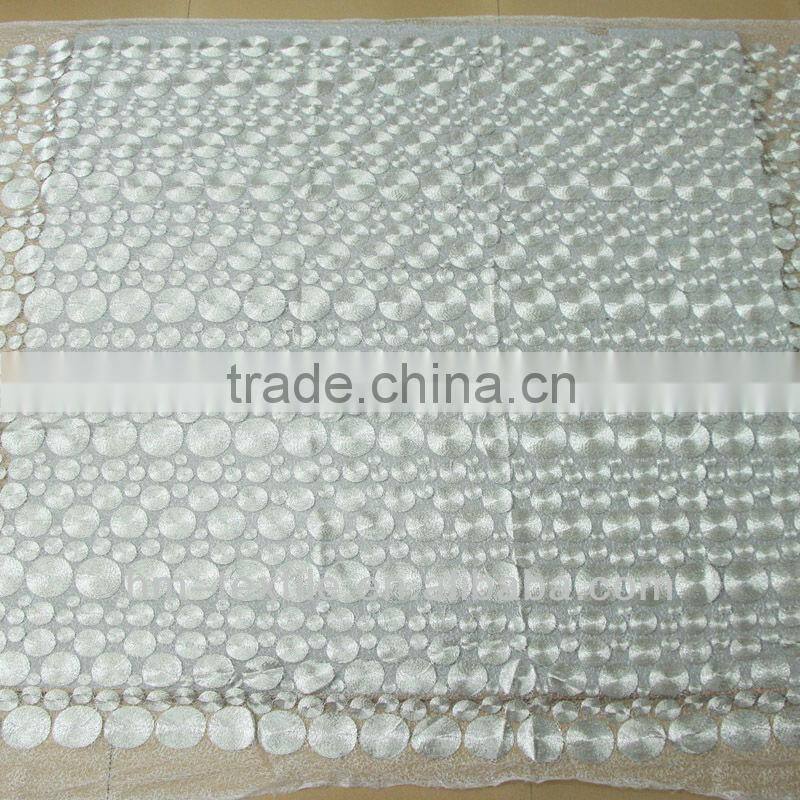 Silver Metallic Different Size Circle Array Designs Cord Embroidery Fabric For Evening Dress High Quality Fills Net
