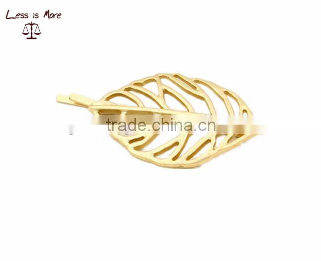 2015 Fashion hair accessories cut out leaf shaped hair pin