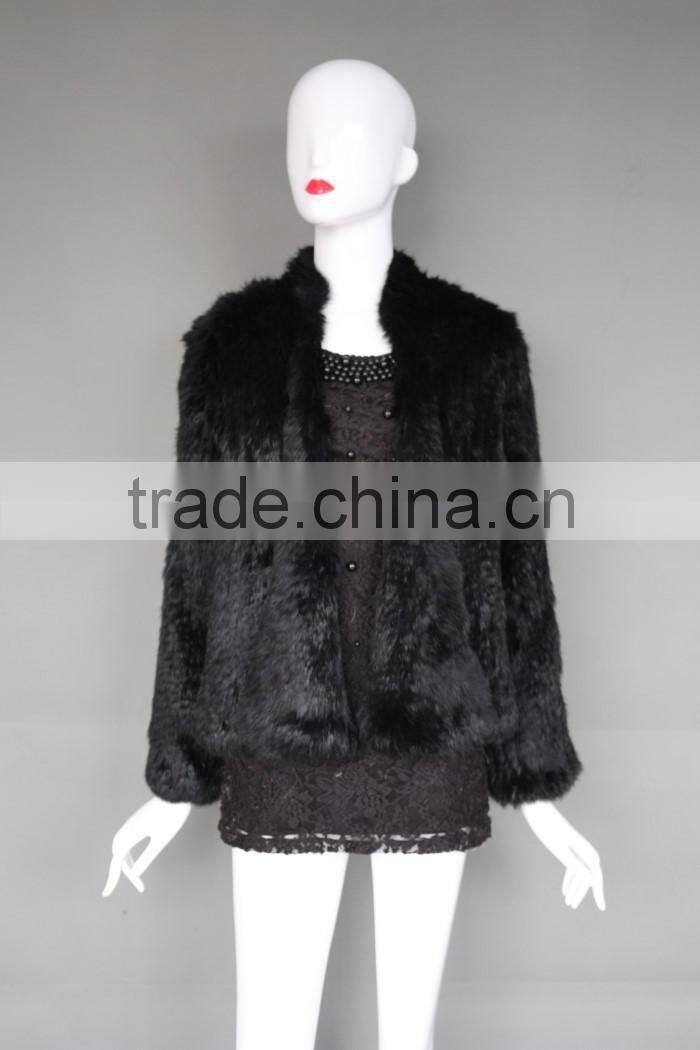 women's fashion oversize knitted rabbit fur short coat ladies winter fur coat