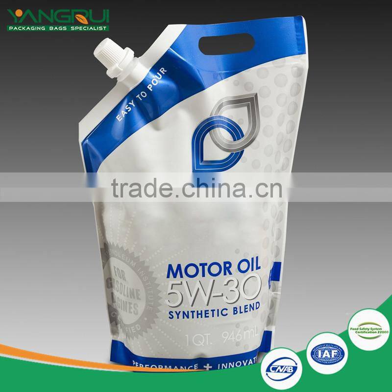 food grade laminated aluminum foil oil bag liquid stand up pouch with spout