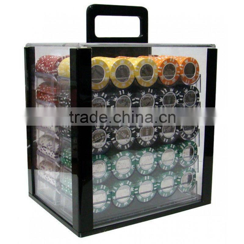 Coin Inlay Casino Poker Chip Set with Acrylic Case - 1000 Piece