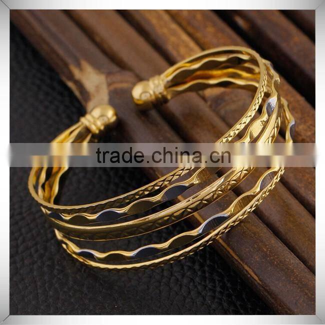 Yiwu Twisted Bracelet Jewelry Gold Plated Cuff Adjustable Custom Bangle