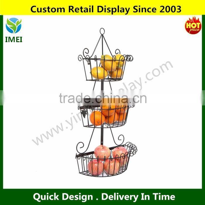 Decorative Wall Mounted Black Scrollwork Metal Basket 3 Tier Shelf Storage Organizer Display Rack YM5-1152
