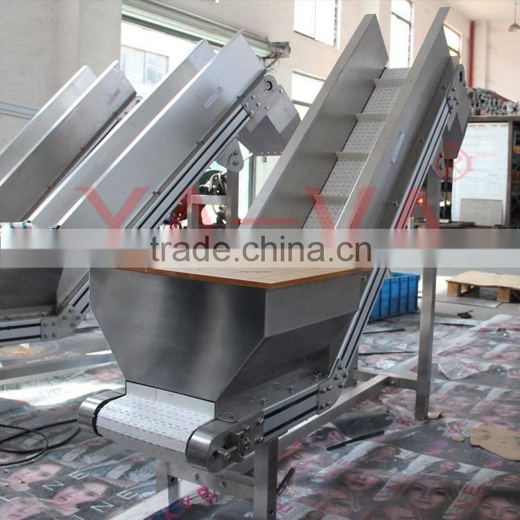Material handling bucket conveyor with side guard and flight
