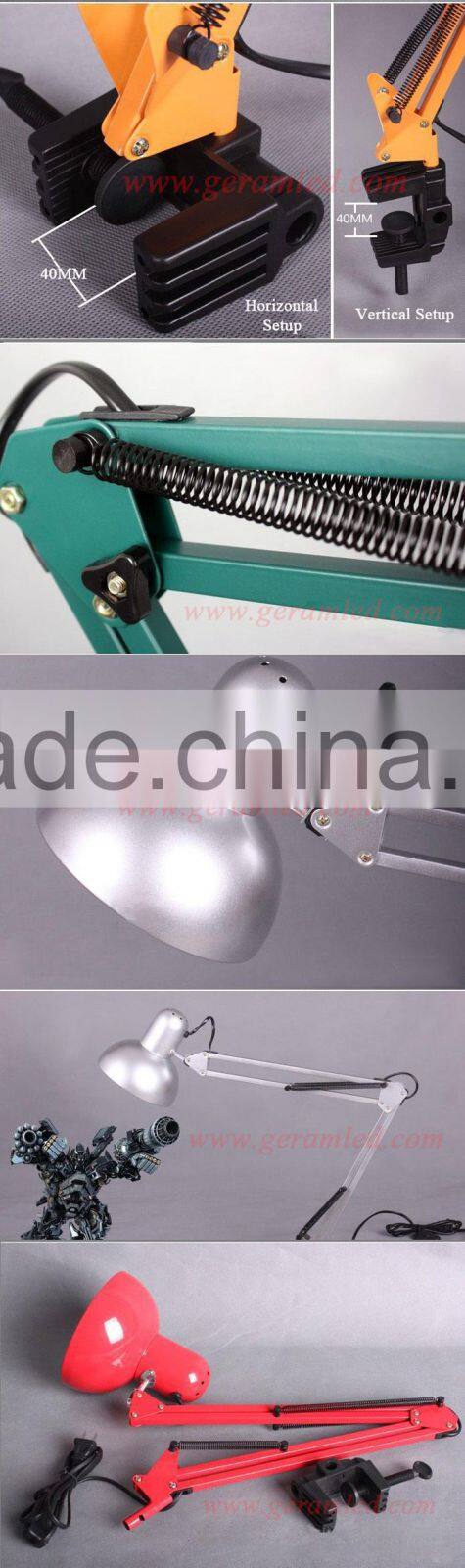 Clamp Reading Lamp, Swing Arm Office Desk Lamp, Chinese Classic Metal Office Table Lamp