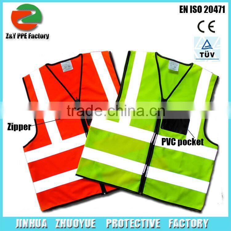 Trade Assurance Over $32000 CE Certificate ENISO 20471 High Visibility Reflective Safety Vest