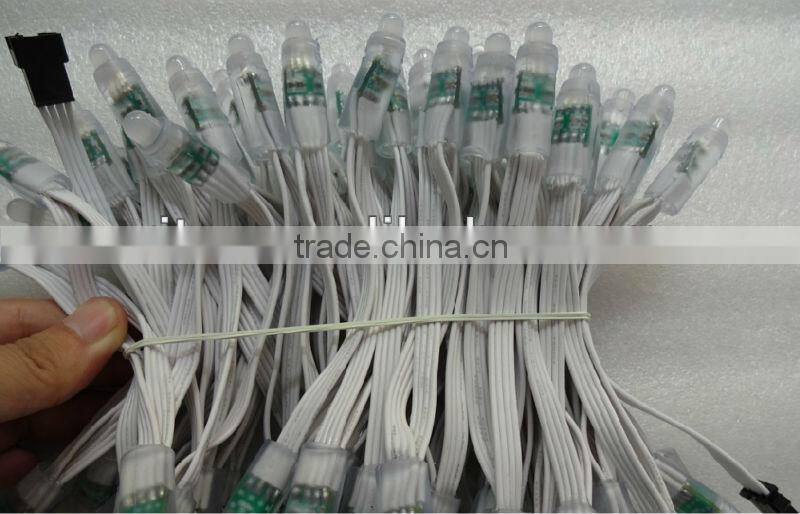 WHITE wire IP68 DC12V input 12mm through-hole LED RGB dump node;100pcs a string