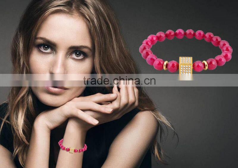Alibaba Express Jewelry Coral Pink Stone Bracelet