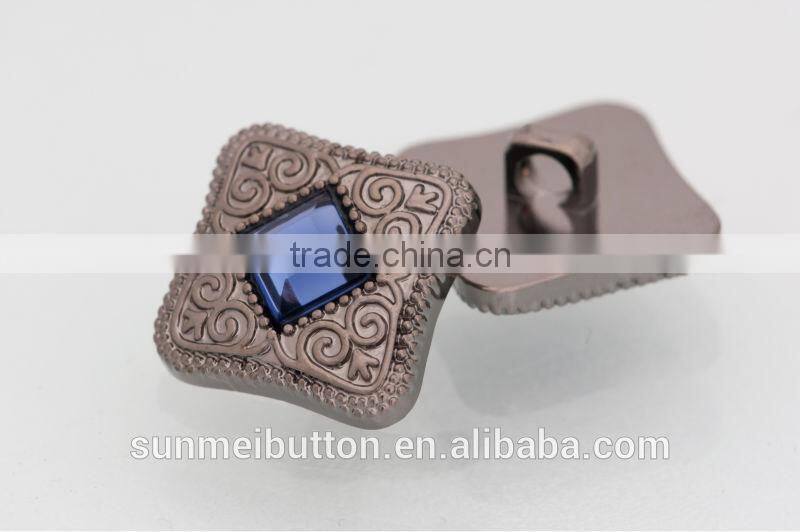 Vintage Square Shape Acrylic Stone Covered Fashion Shank Button