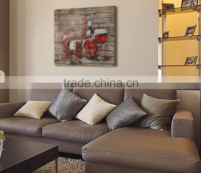 Modren Wine Party MB173 High Quality Handmade Art Wall Still Life Painted on board Oil Painting