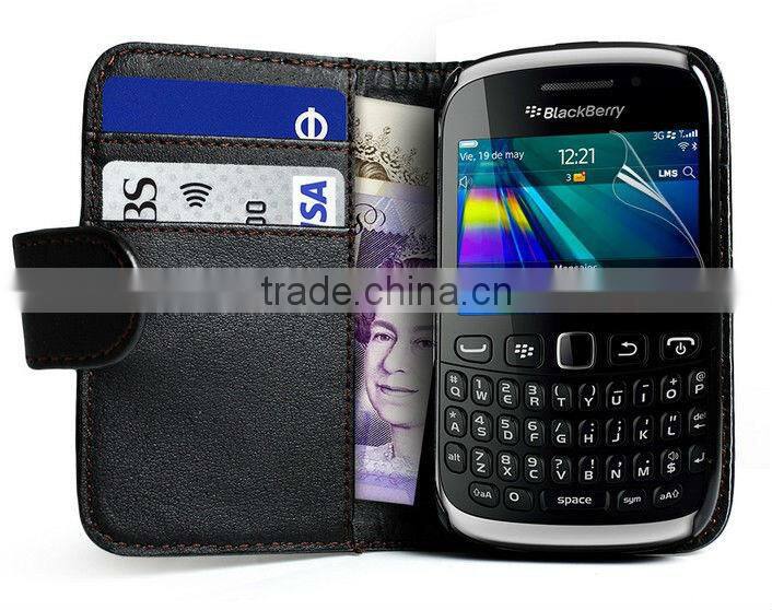 2014 stylish Wallet Leather Case Cover for BlackBerry Curve 9320