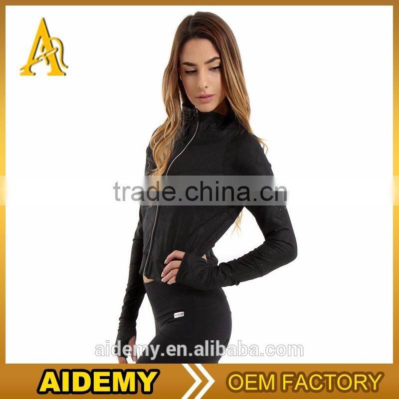 wholesale bomber Spandex jackets/women workout yoga lightweight jacket women activewear hoodies