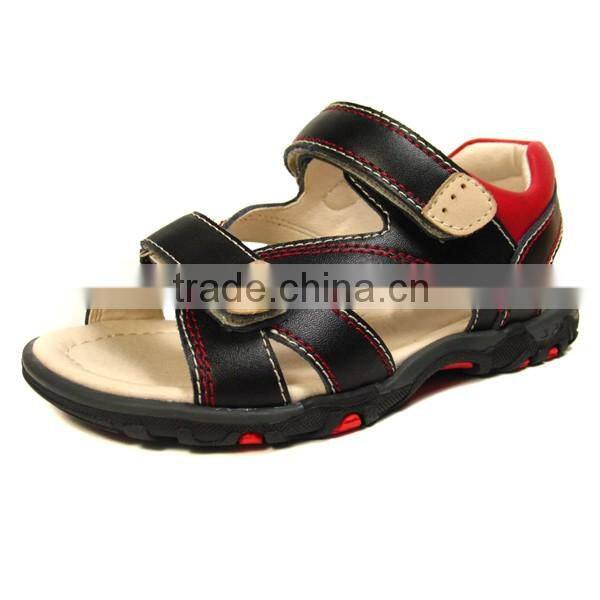 2016 Kids Black Summer PU Leather Beach Sandals for Boys