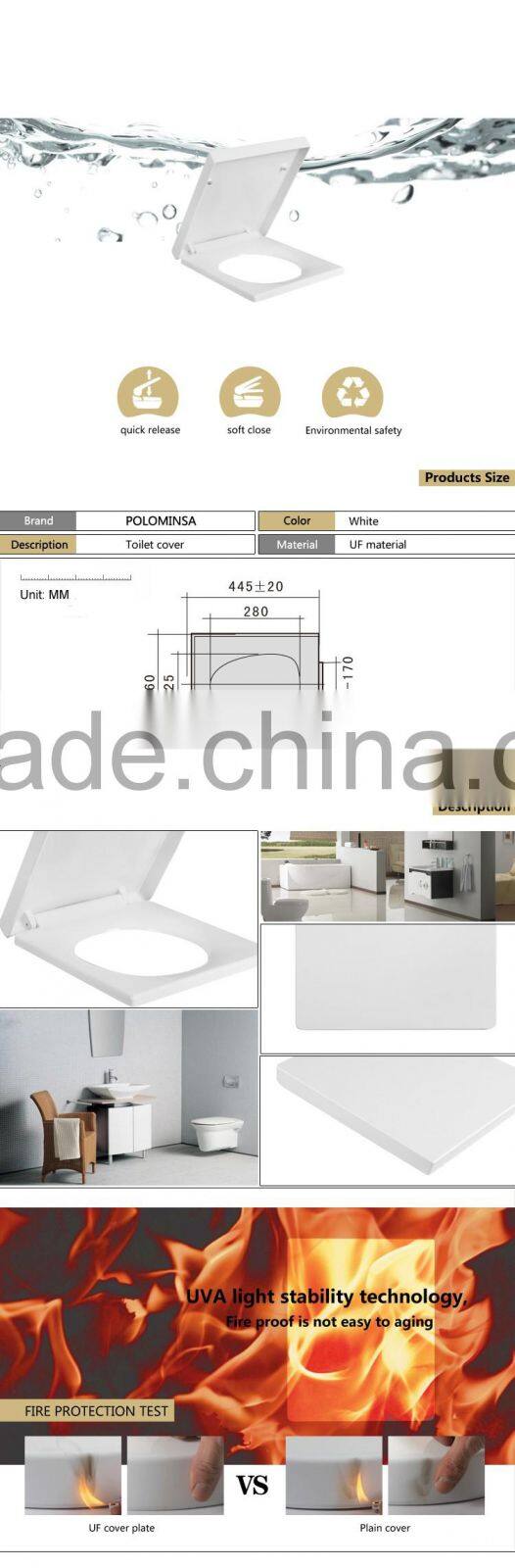 Square Urea toilet seat cover with soft slow close