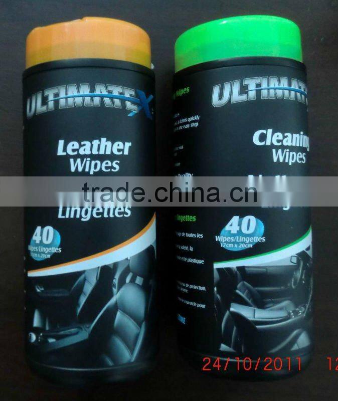 car leather wet wipe, wet cleaning cloth