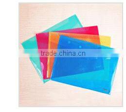 Two Pocket A4 Transparent Color Buckle File Pocket/Plastic Document Bag with Button