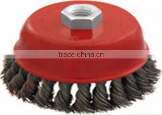 Bowl cup brush, knotted wire