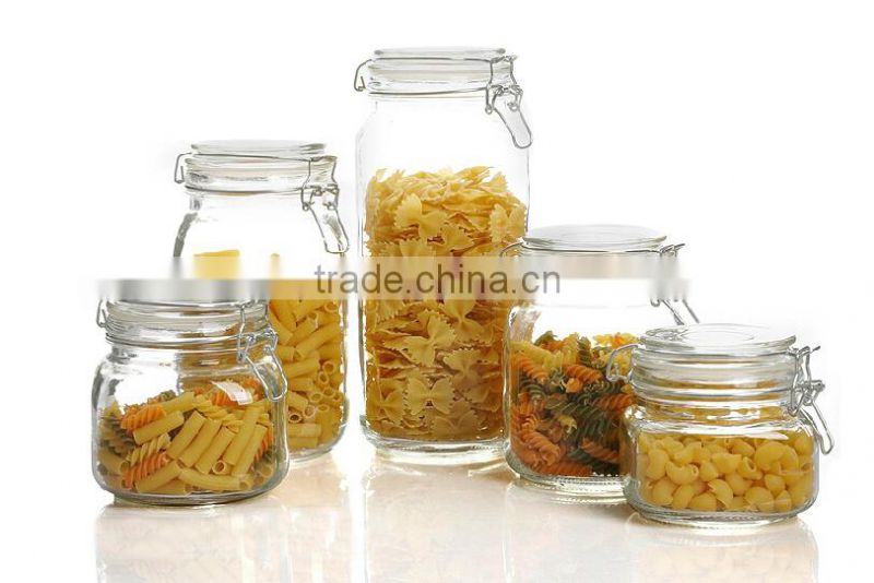 airtight glass jars with sealed clamp lids
