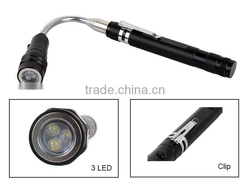 Magnetic pickup tool battery operated led light, flexible magnetic work light